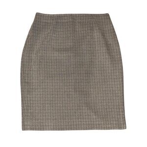 Valerie Stevens Grey and brown plaid pencil skirt